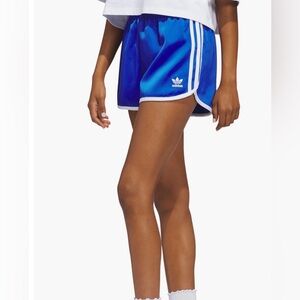 Adidas Blue Women's Retro Athletic Shorts with White Trim
